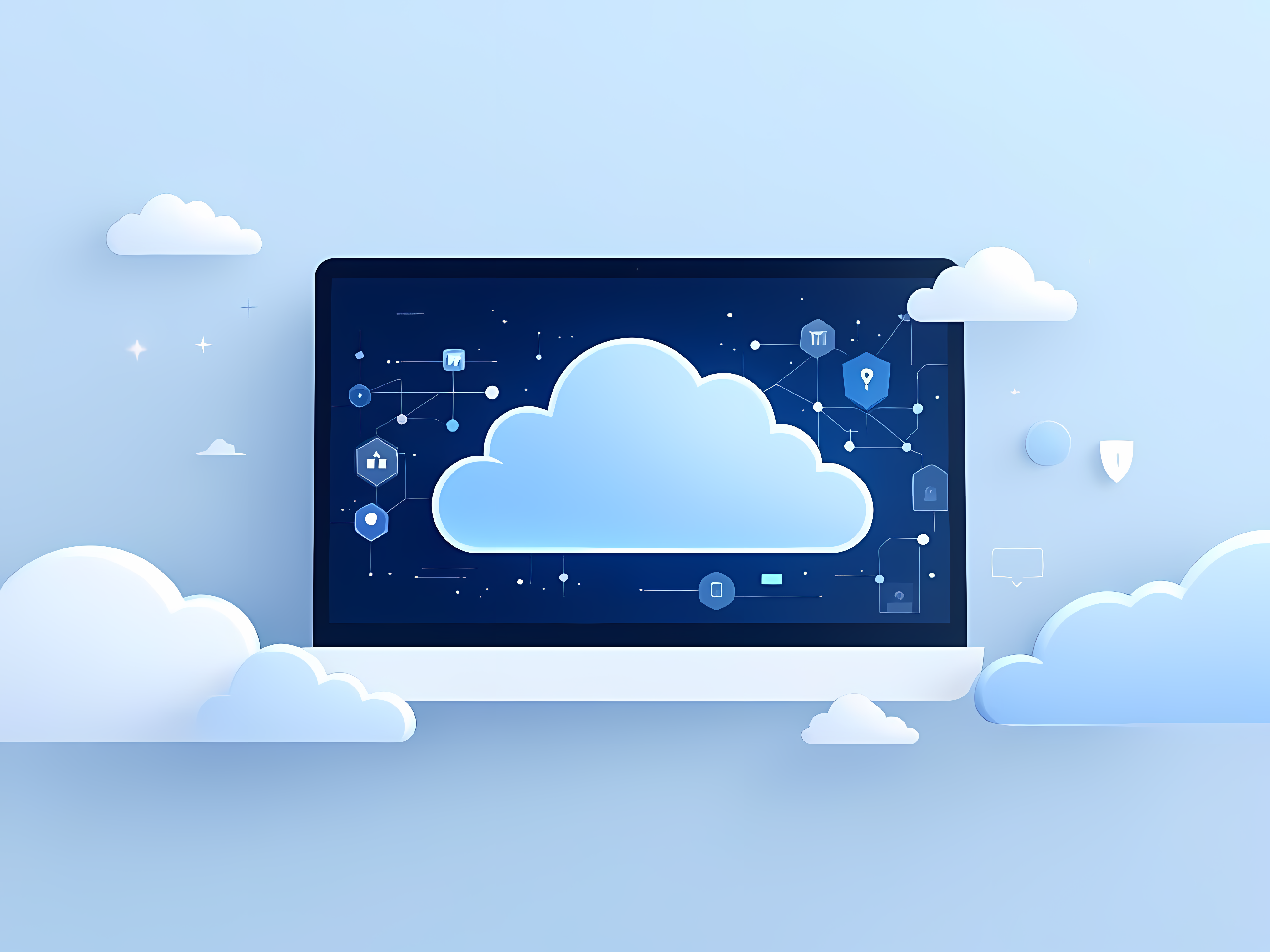 Un écran avec des nuages autour et dedans