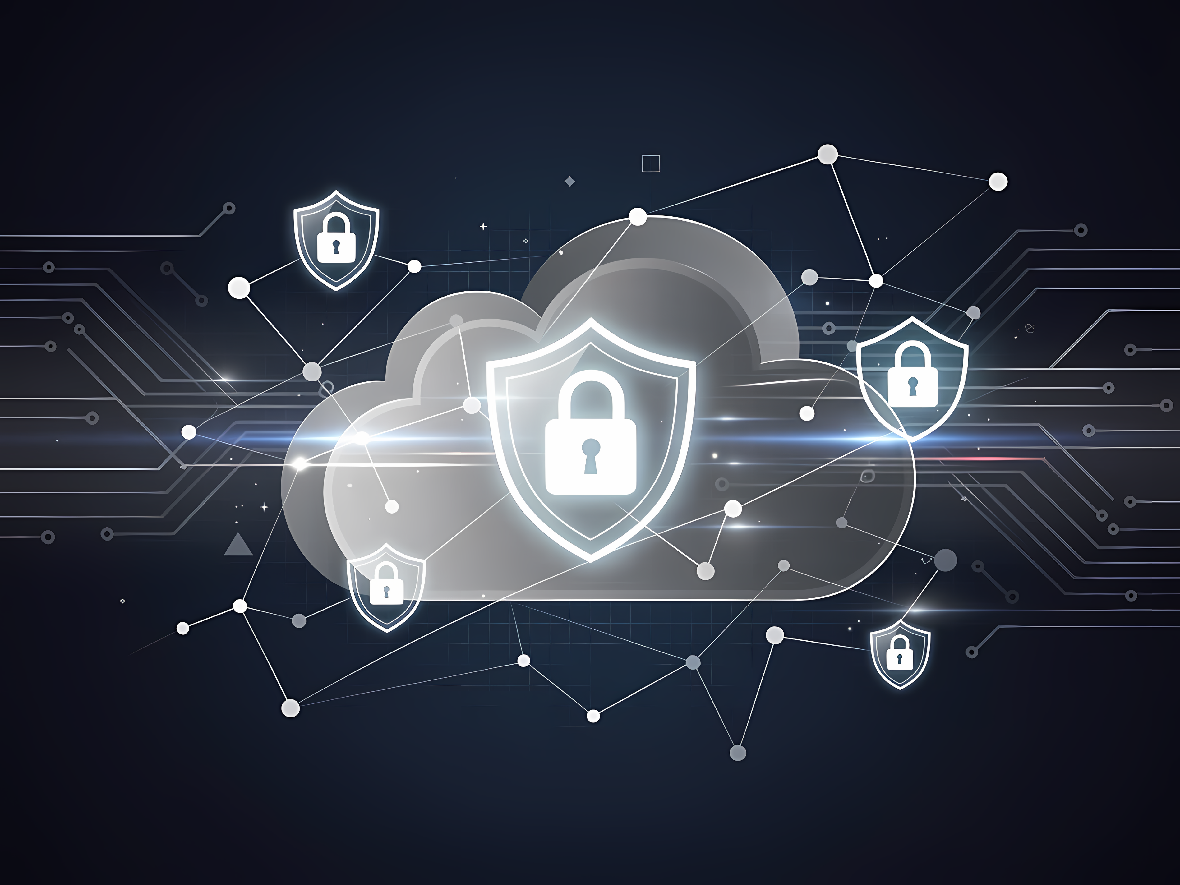 Un bouclier et un nuage représentant internet