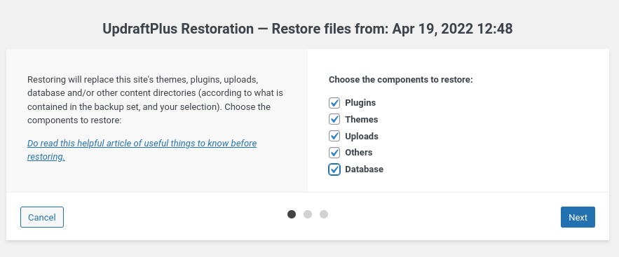 Restore backup